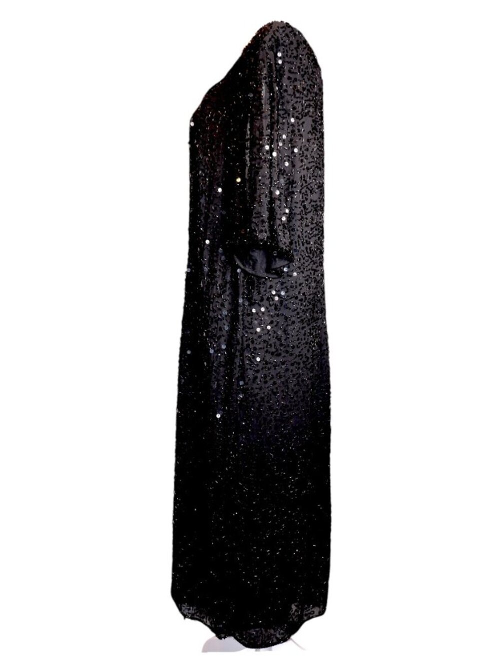Vintage A.J. Bari Black Embellished Square Neck S/S Formal Dress Size 22 GUC - Picture 5 of 11